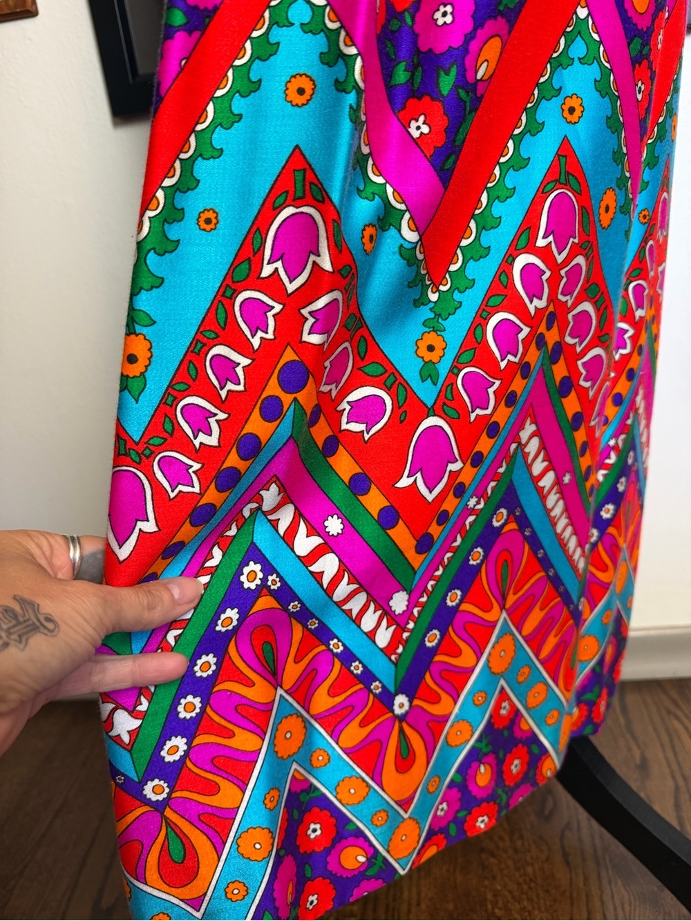 Vintage 1960s/70s Alex Colman California Mod Print Maxi Skirt XS 24" Waist - Picture 10 of 15